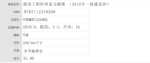 2018年一級建造師建設(shè)工程經(jīng)濟(jì)復(fù)習(xí)題集基本信息