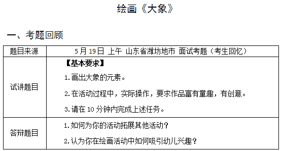 2018上半年幼兒教師資格證面試試講真題（第一批）繪畫(huà)大象