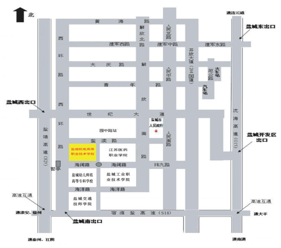 前往鹽城機(jī)電高等職業(yè)技術(shù)學(xué)校線路說(shuō)明