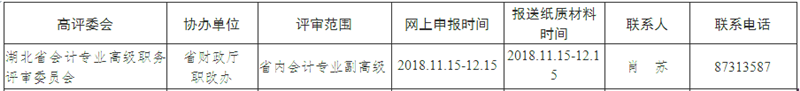 湖北2018年高級會計師評審工作安排