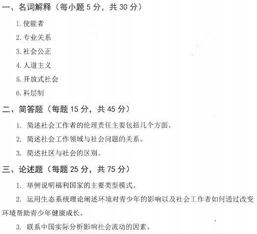2017年山東大學(xué)社會(huì)工作碩士考試真題