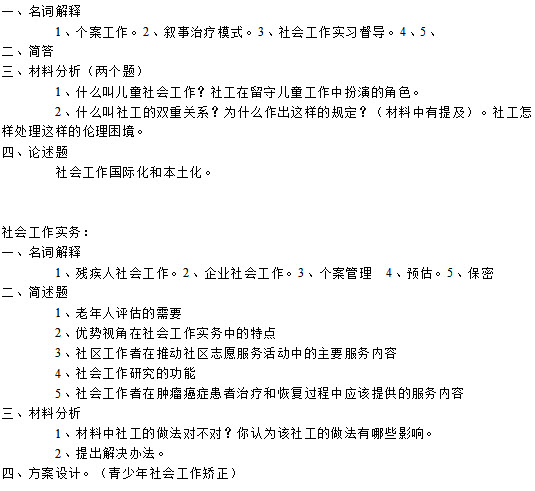 2016年貴州大學社會工作碩士考試真題